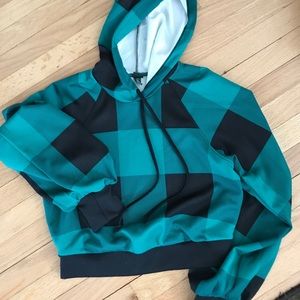 Crop plaid hoodie
